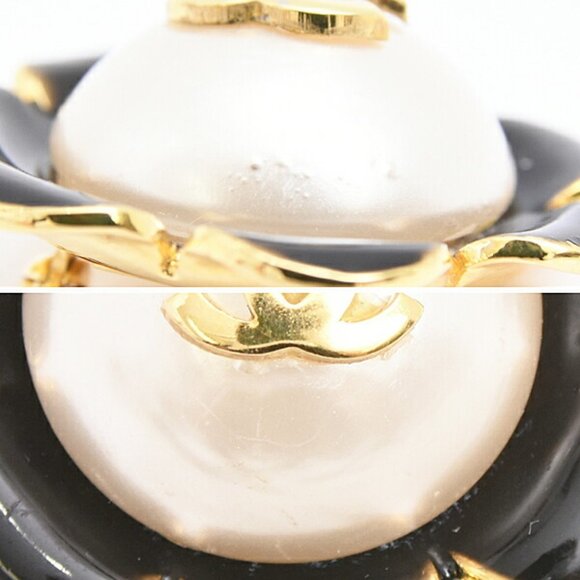 CHANEL Gold Pearl Logo Brooch - Picture 7 of 10